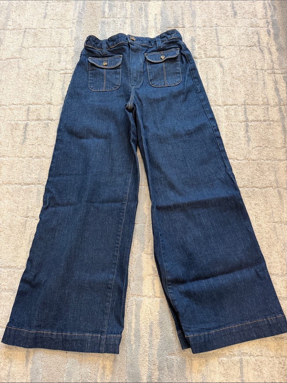 PAIGE Dark Blue Wide Leg Denim Jeans
